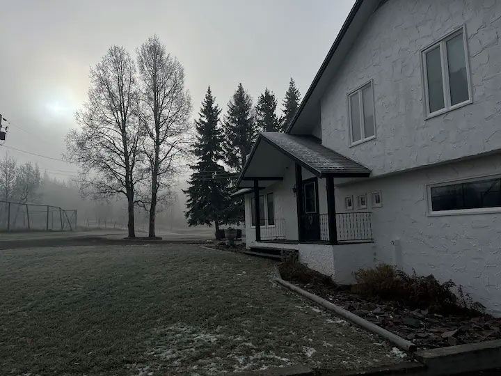 Foggy morning at Magee House on Boer Mountain - Burns Lake, BC